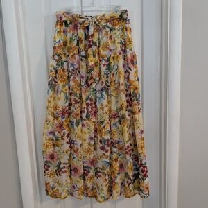 Her Destiny Floral Maxi Skirt SIZE 1X Boho Party Flowy Tiered Bow Wedding Women